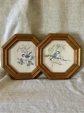 vintage 80s Homco birds prints Chickadees